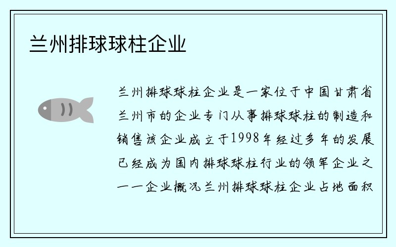 兰州排球球柱企业