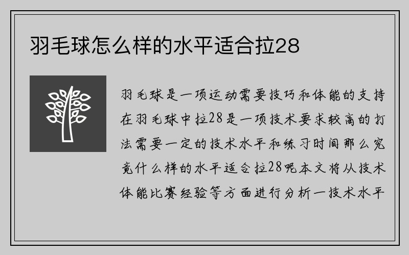 羽毛球怎么样的水平适合拉28