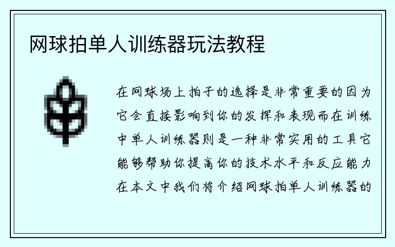 网球拍单人训练器玩法教程