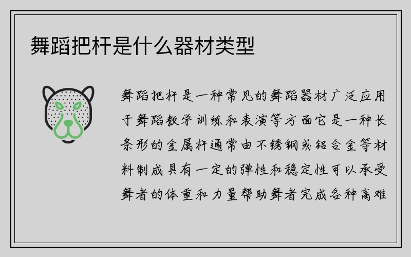 舞蹈把杆是什么器材类型