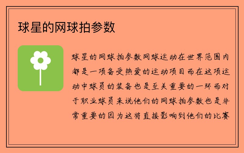 球星的网球拍参数